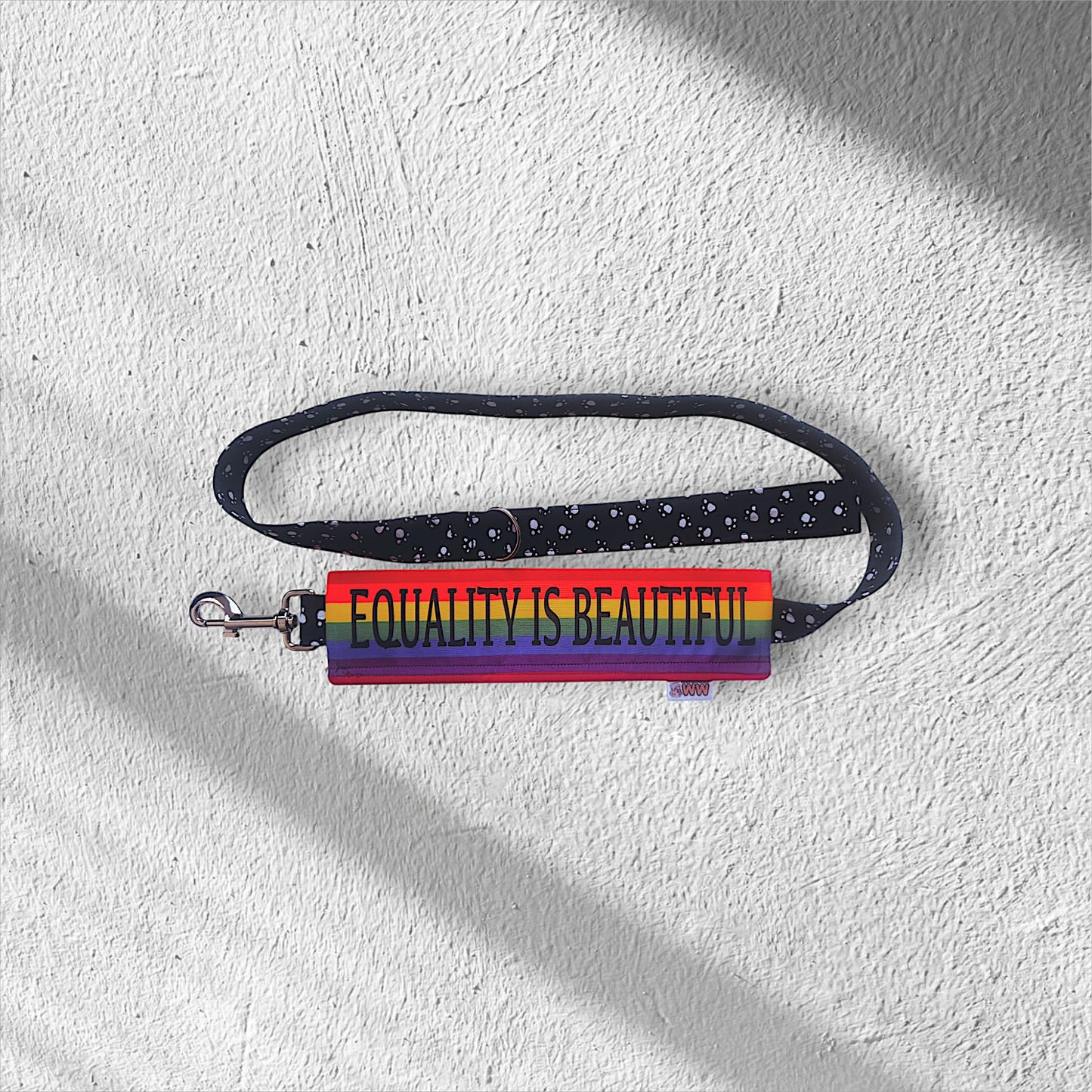 Pride Dog Lead Sleeve – Rainbow Colours with Inspiring Quote